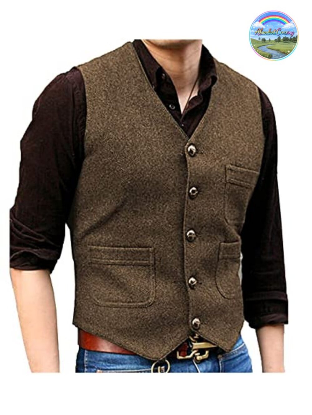 SOLOVEDRESS Mens Tweed Suit Vest V Neck Wool Waistcoat Wedding Groomsmen